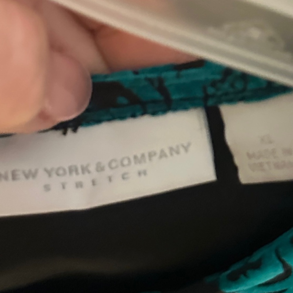 New York & Company Teal Black Damask Sleeveless Dress Size XL - Picture 2 of 6